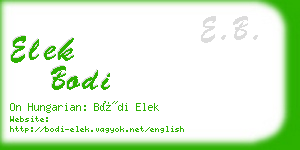 elek bodi business card